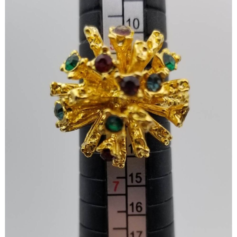 Stunning gold filled estate spiked 3d ring size 6